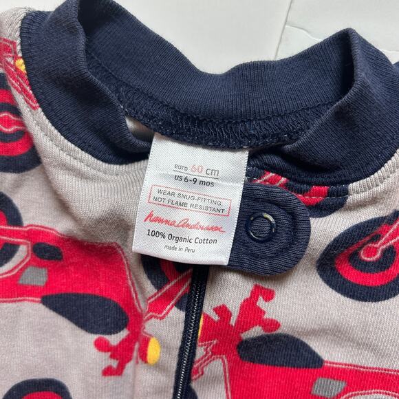 Hanna Andersson Gray Motorcycle Pajamas - Snug-Fit Zip Sleeper - Size 60 (3-6M) - Picture 3 of 4